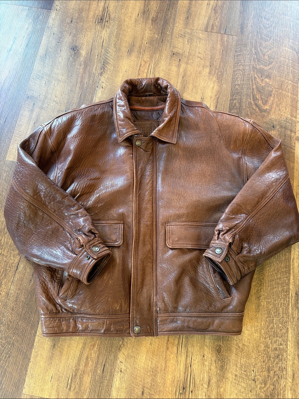 Vintage Brown LEATHER BOMBER JACKET Flights A-2 Men’s XL Field Gear Quilted
